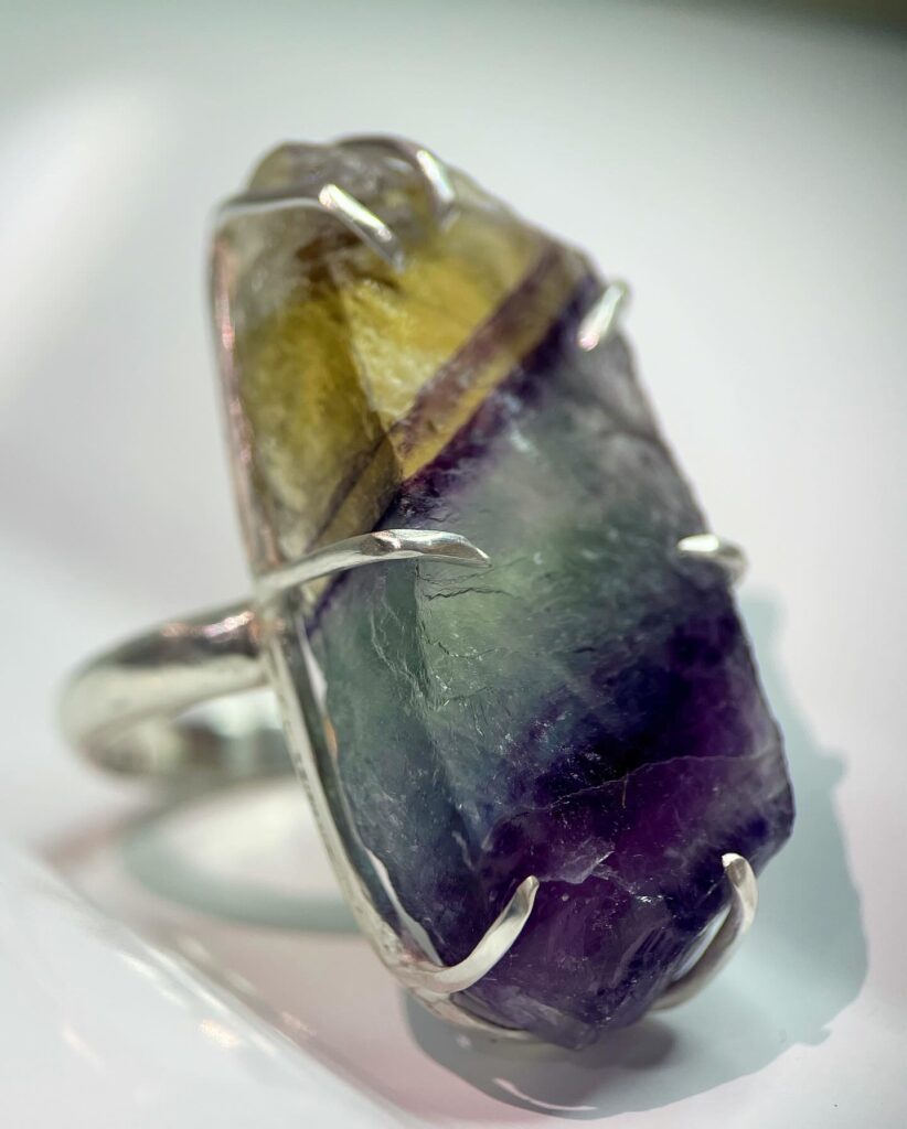 Very large banded fluorite ring