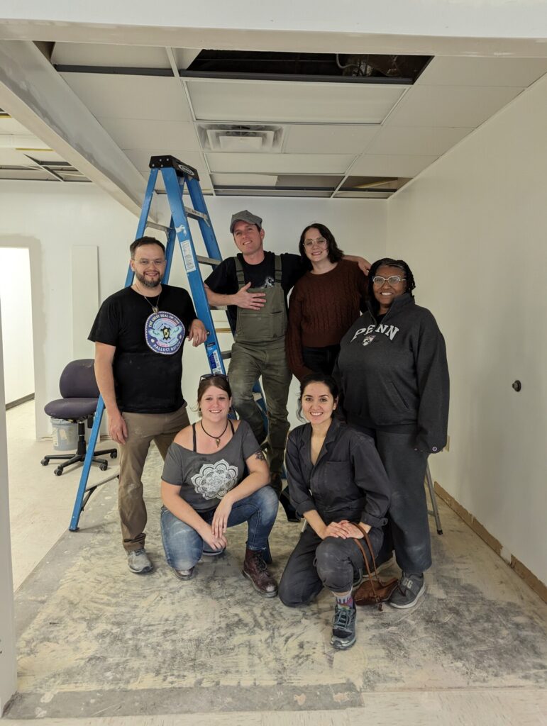 The Jeweler's Saw founders and owners in the studio space Jaime Foley, Zeineb Alieva, Alaine Hutson, Deanna Pastel, Zach Wright, Jason Spencer.