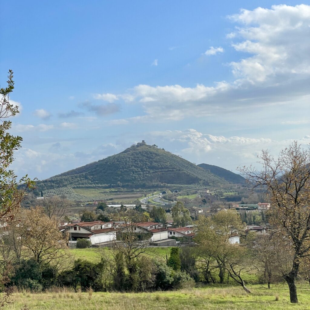 landscape view with a castle on a hill